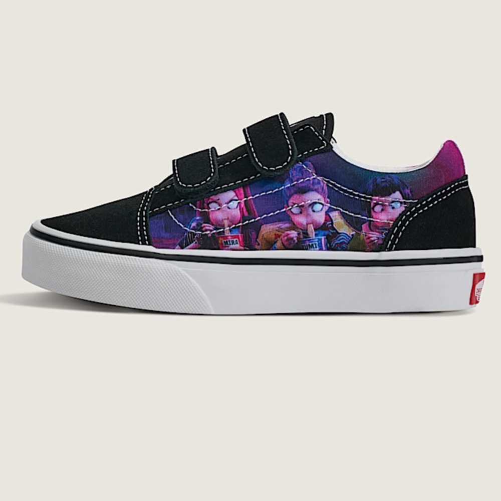 Kids Black and Purple Velcro Sneakers